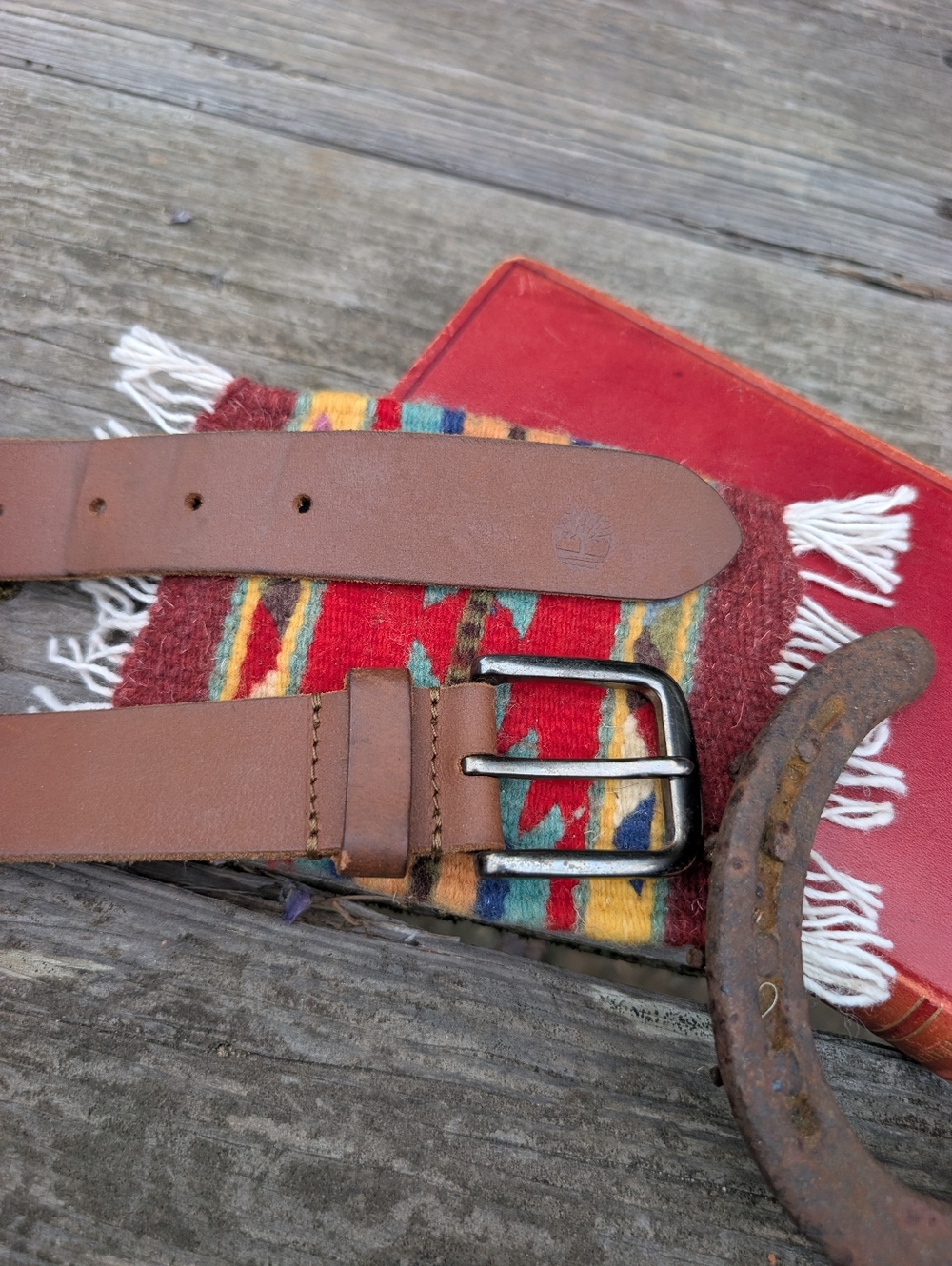 Timberland Brown Leather Men’s Belt with Metal Buckle - Classic Casual